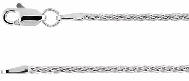 14K White Gold 1.5 mm Wheat 16" Chain