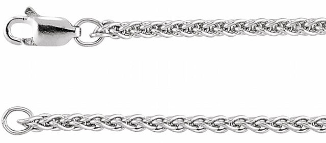 14K White Gold 2.4 mm Wheat 7" Chain