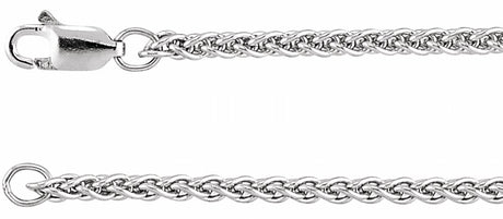 14K White Gold 2.4 mm Wheat 18" Chain