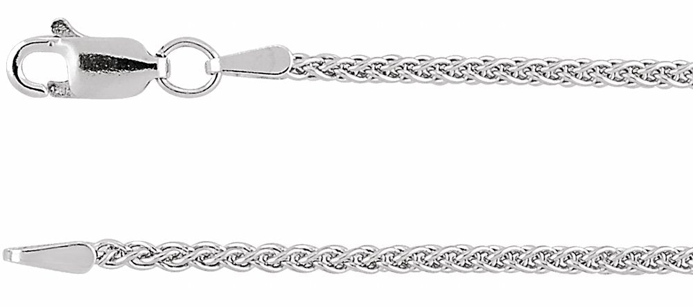 Rhodium-Plated Sterling Silver 1.8 mm Wheat 7" Chain