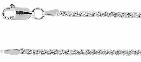14K White Gold 1.8 mm Wheat 7" Chain