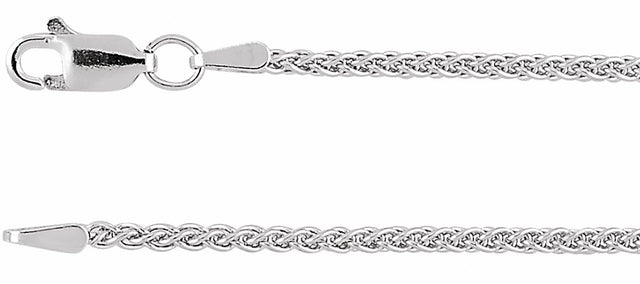 Rhodium-Plated Sterling Silver 1.8 mm Wheat 24" Chain