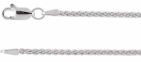 Rhodium-Plated Sterling Silver 1.8 mm Wheat 7" Chain