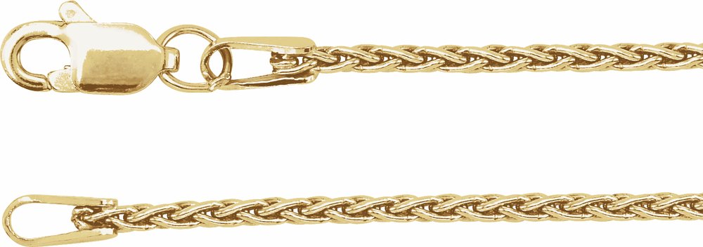 14K Yellow Gold 1.25 mm Wheat 7" Chain