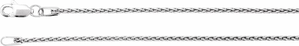 Rhodium-Plated Sterling Silver 1.25 mm Wheat 7" Chain