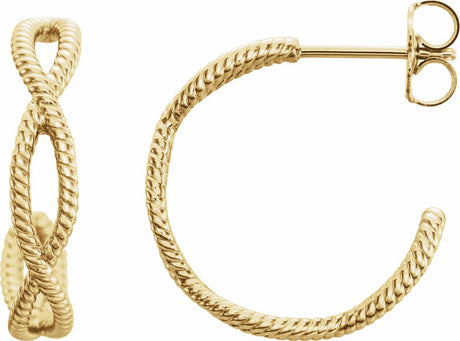 14K Yellow Rope 20 mm Hoop Earrings