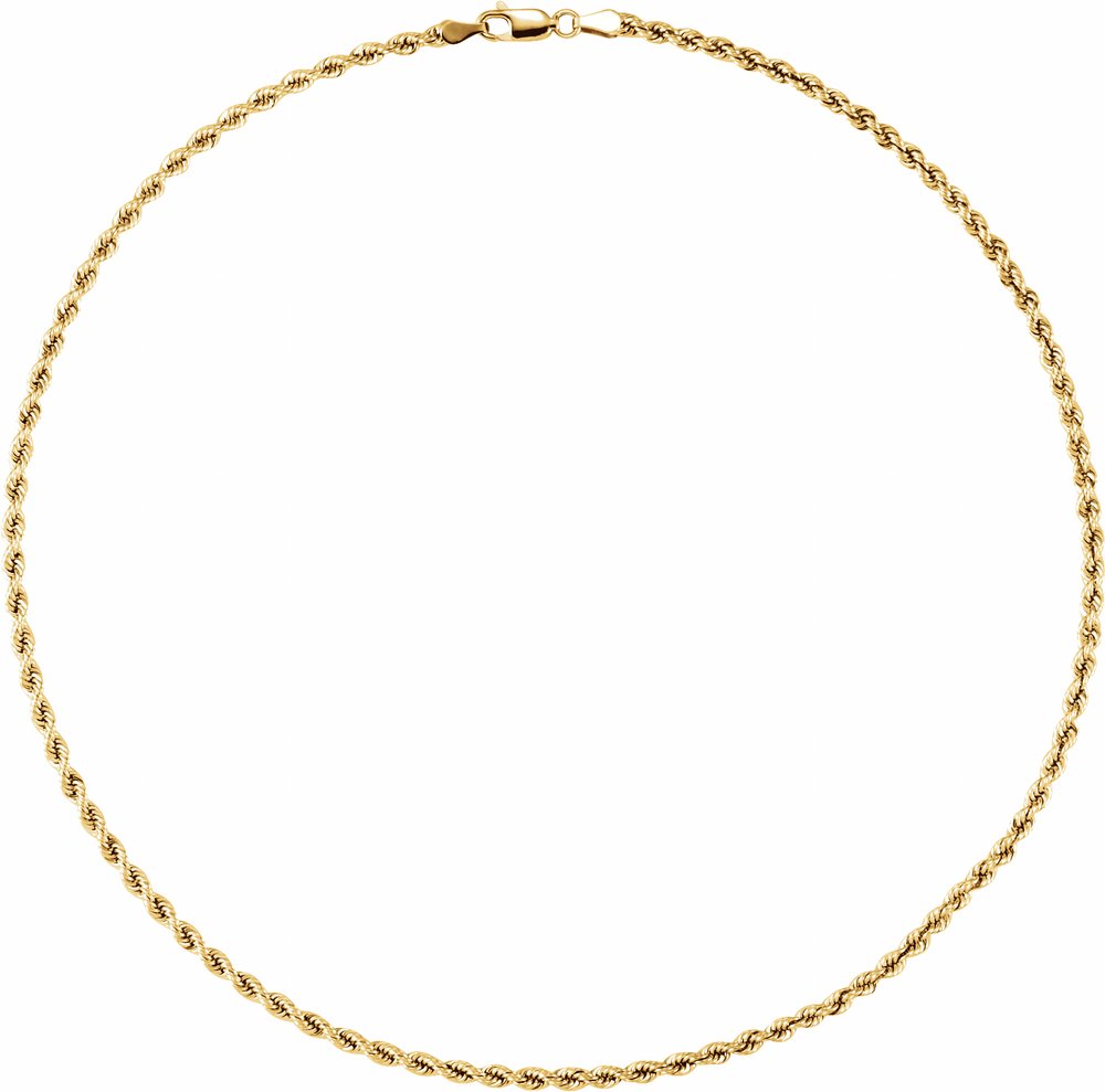 14K Yellow 3 mm Rope 18" Chain