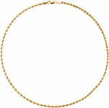 14K Yellow Gold 3 mm Rope 18" Chain
