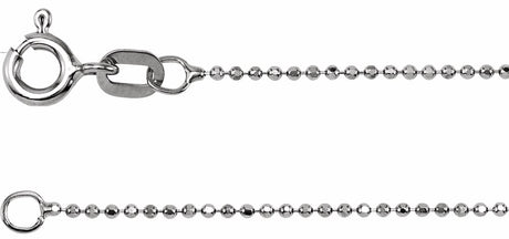 14K White Gold 1 mm Diamond-Cut Bead 20" Chain