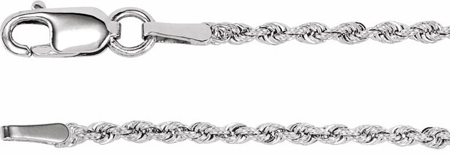 14K White Gold 1.5 mm Rope 20" Chain