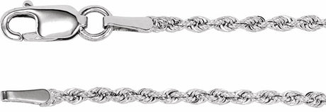 14K White Gold 1.5 mm Rope 16" Chain