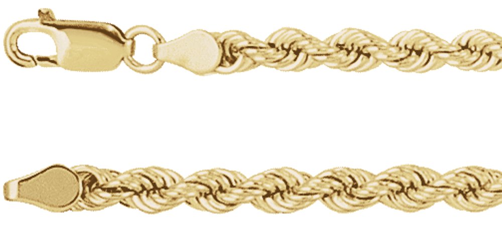 14K Yellow 4 mm Rope 16" Chain