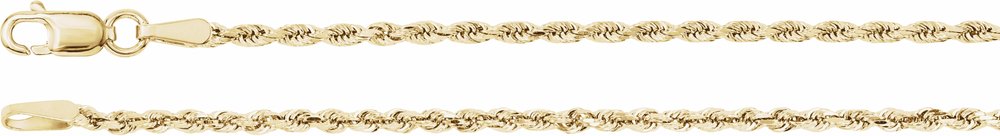 14K Yellow 1.8 mm Diamond-Cut Rope 7" Chain