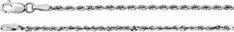 14K White  1.8 mm Diamond-Cut Rope 18" Chain