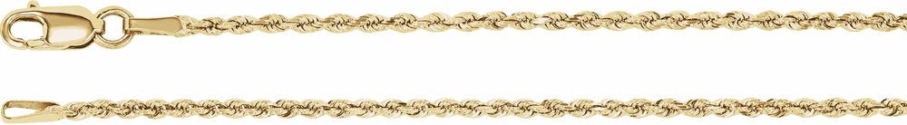 14K Yellow 1.6 mm Diamond-Cut Rope 24" Chain