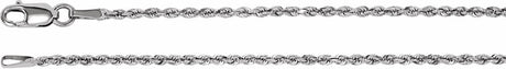 14K White 1.6 mm Diamond-Cut Rope 18" Chain