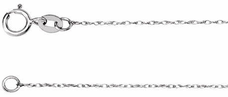 14K White Gold .75 mm Rope 20" Chain