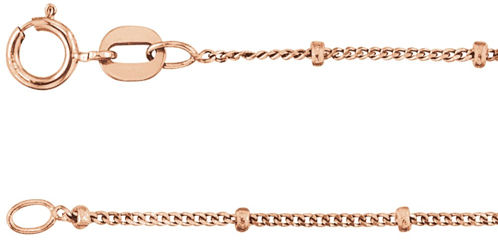14K Rose Gold 1 mm Beaded Curb 20" Chain