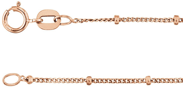 14K Rose Gold 1 mm Beaded Curb 20" Chain
