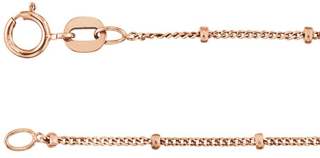 14K Rose Gold 1 mm Beaded Curb 24" Chain