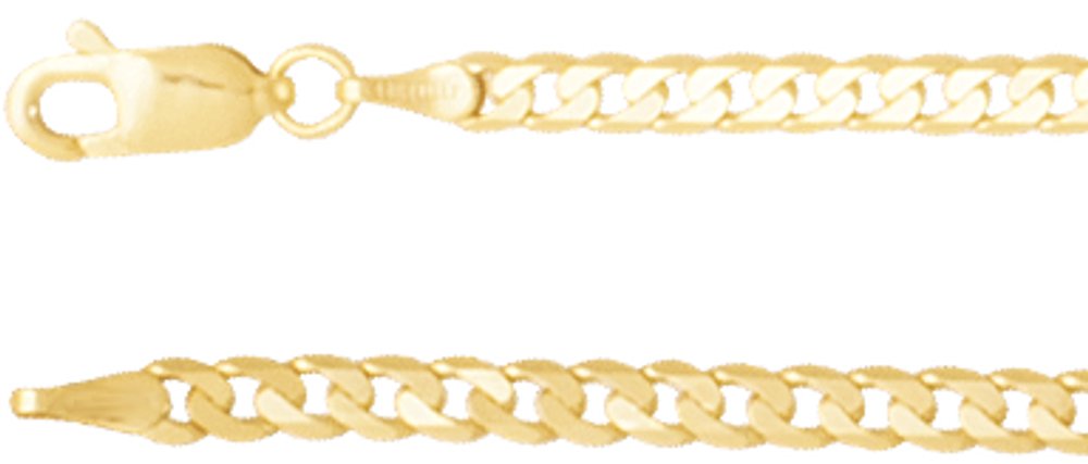 14K Yellow Gold 3 mm Curb 18" Chain
