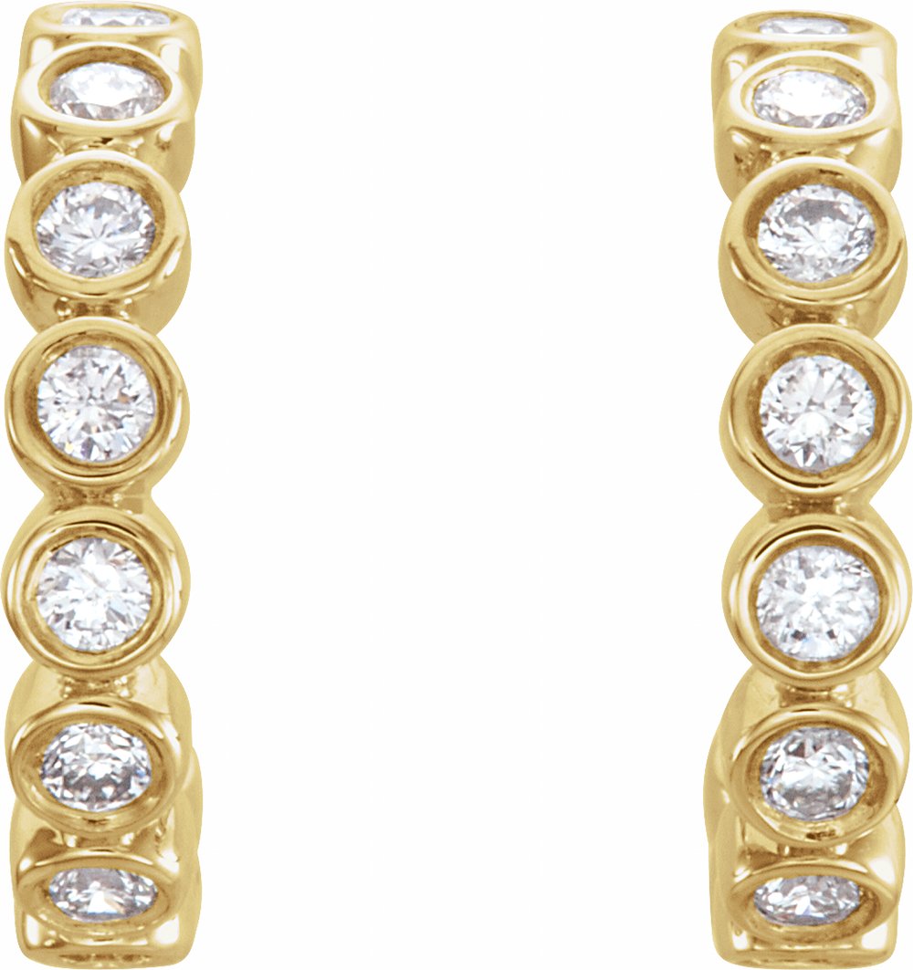 14K Yellow 1/4 CTW Natural Diamond Hoop Earrings