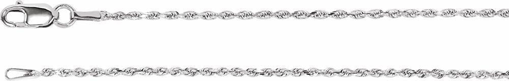 Rhodium-Plated Sterling Silver 1.3 mm Diamond-Cut Rope 20" Chain