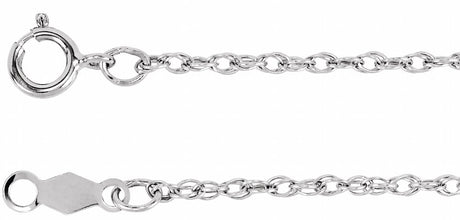 14K White Gold 1.25 mm Rope 18" Chain