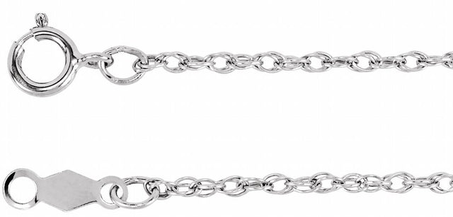 14K White Gold 1.25 mm Rope 18" Chain