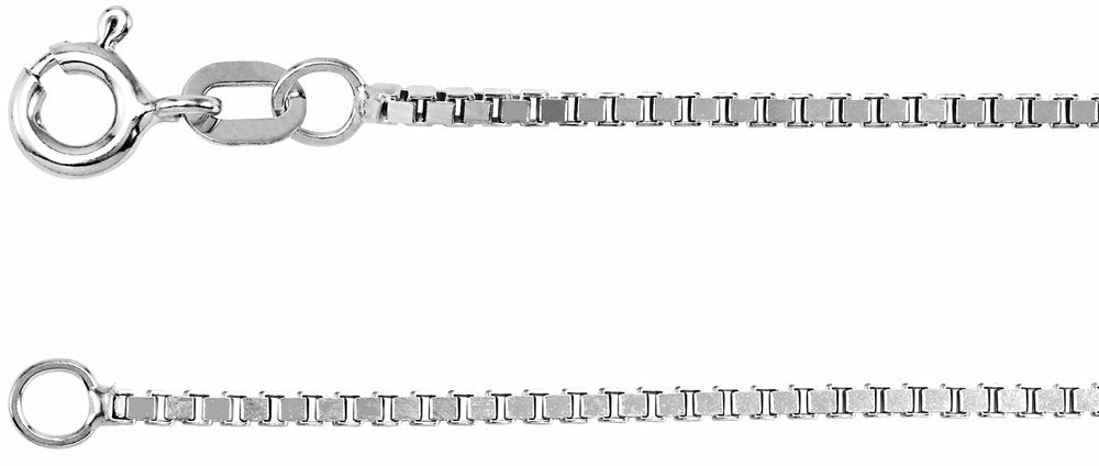 14K White Gold 1.3 mm Diamond-Cut Box 24" Chain
