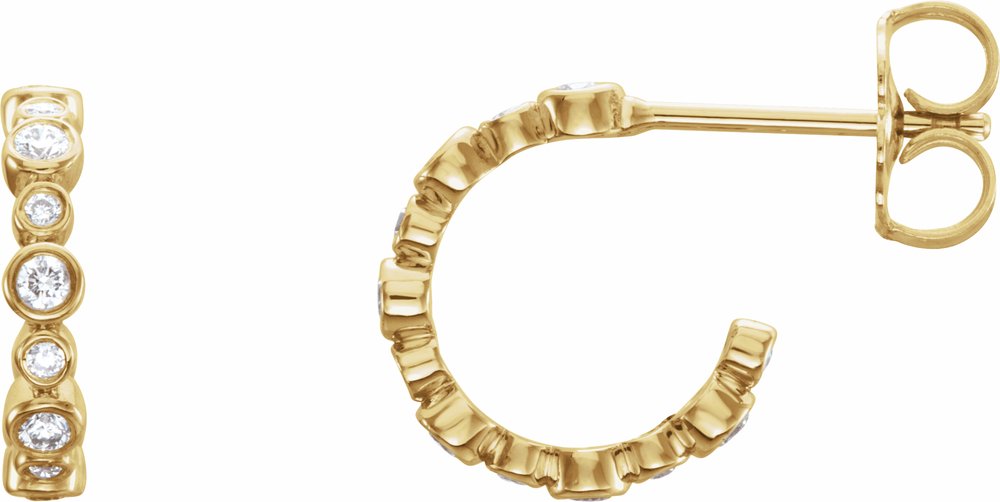 14K Yellow 1/4 CTW Natural Diamond 10.5 mm Hoop Earrings