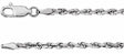 14K White 2.5 mm Diamond-Cut Rope 24" Chain
