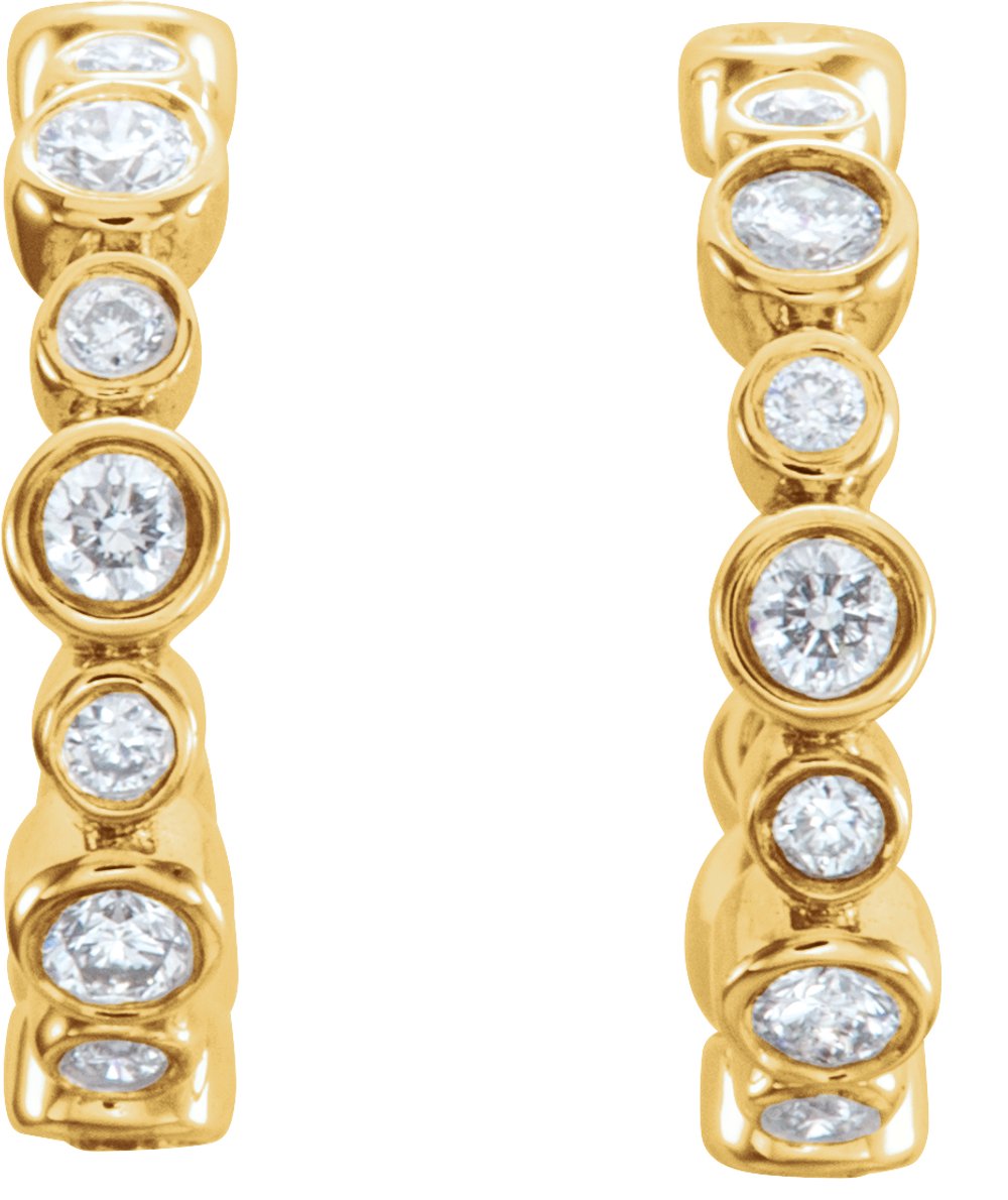 14K Yellow 1/4 CTW Natural Diamond 10.5 mm Hoop Earrings