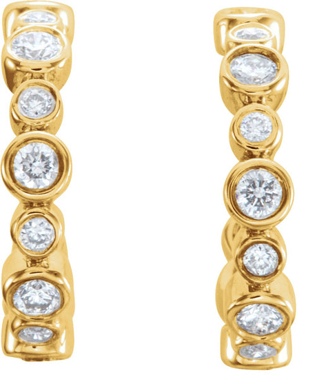 14K Yellow 1/4 CTW Natural Diamond 10.5 mm Hoop Earrings
