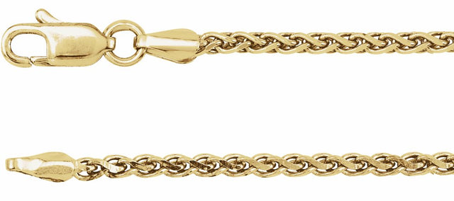 14K Yellow Gold 2 mm Diamond-Cut Wheat 18" Chain