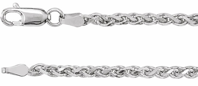 14K White Gold 2.75 mm Diamond-Cut Wheat 16" Chain
