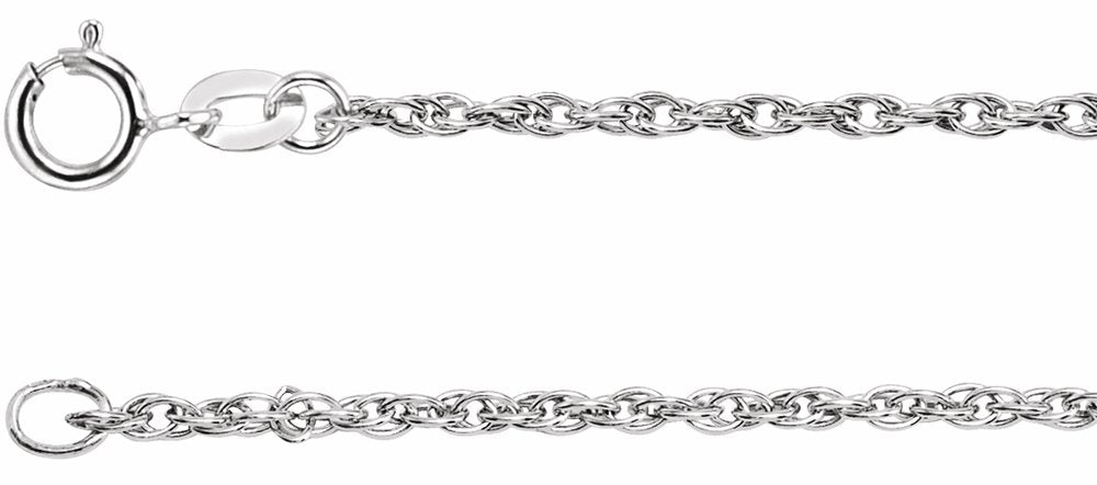 Rhodium-Plated Sterling Silver 1.5 mm Rope 20" Chain