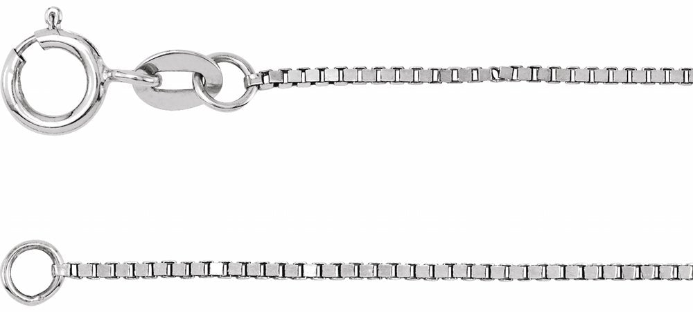 14K White Gold .75 mm Box 24" Chain
