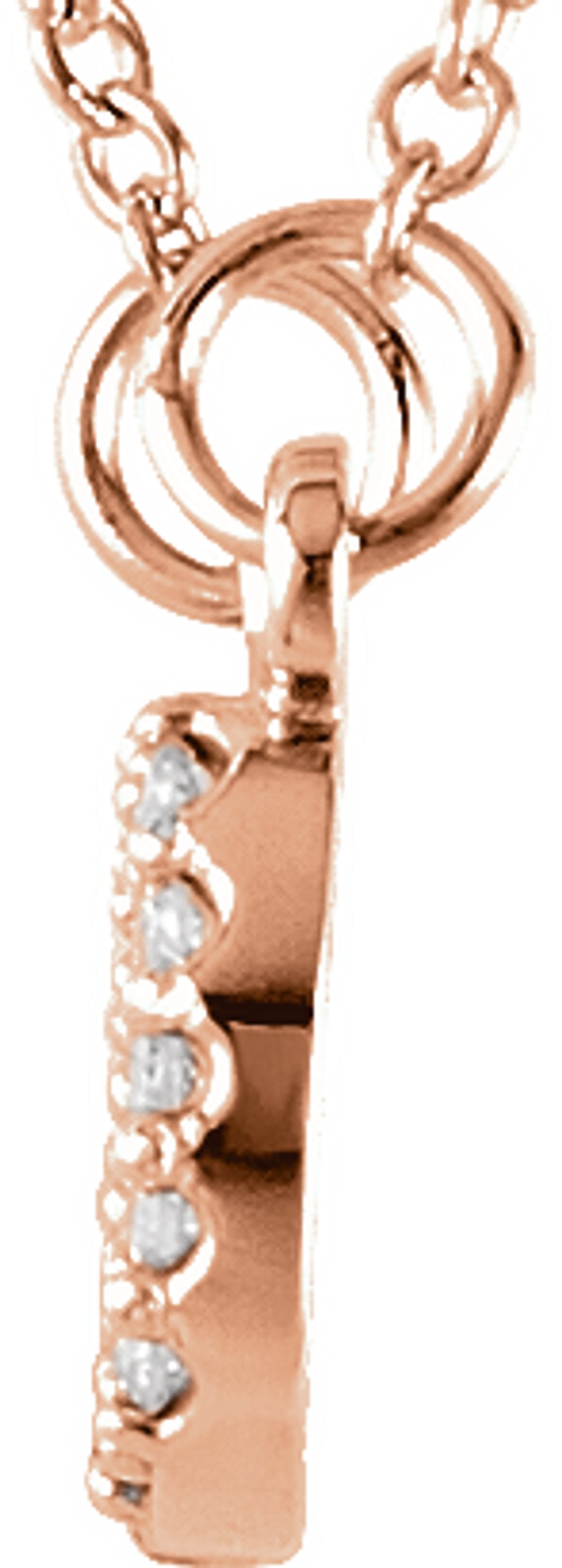 14K Rose .07 CTW Natural Diamond "XO" Phrase 16 1/2" Necklace