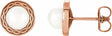 14K Rose Gold Cultured White Freshwater Pearl Earrings