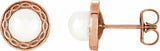 14K Rose Gold Cultured White Freshwater Pearl Earrings