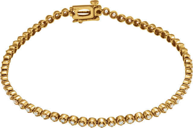 14K Yellow Gold 1 CTW Natural Diamond Line 7" Bracelet 