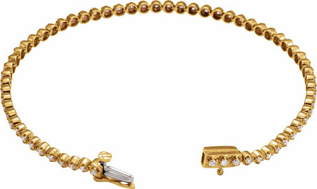 14K Yellow Gold 1 CTW Natural Diamond Line 7" Bracelet 