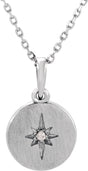 Sterling Silver .01 CT Natural Diamond Star 16-18" Necklace