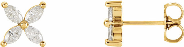14K Yellow Gold 1/2 CTW Natural Diamond Cluster Earrings