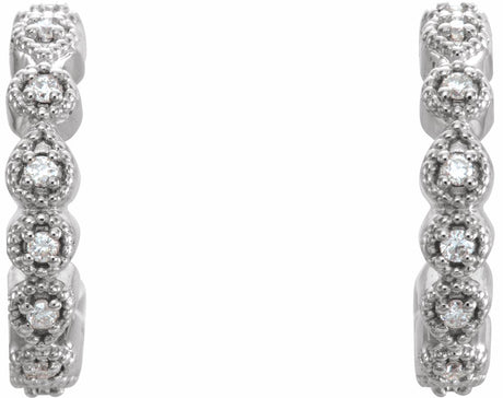 14K White .08 CTW Natural Diamond 11.2 mm Hoop Earrings