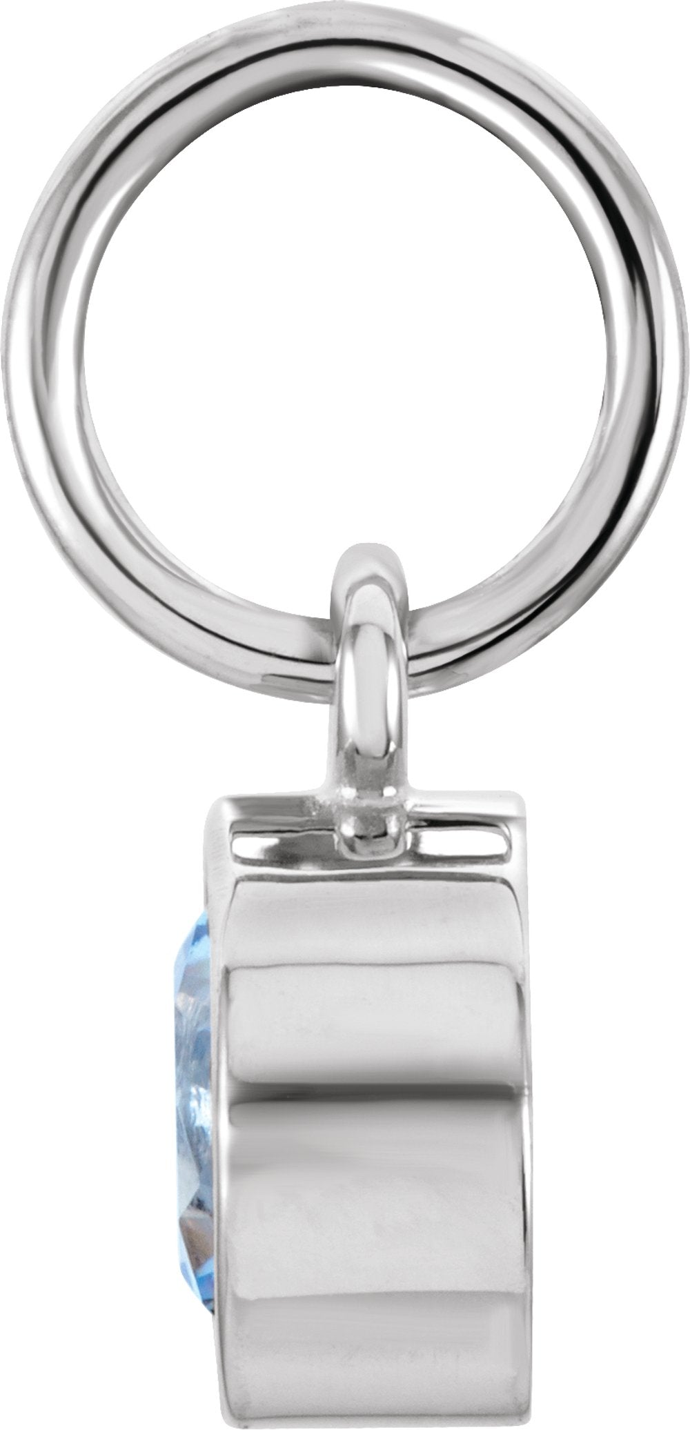 14K White Gold Posh Mommy® Imitation Aquamarine Charm/Pendant
