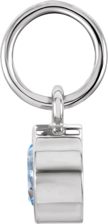 14K White Gold Posh Mommy® Imitation Aquamarine Charm/Pendant