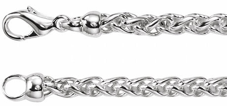 Sterling Silver 4 mm Wheat 8" Chain
