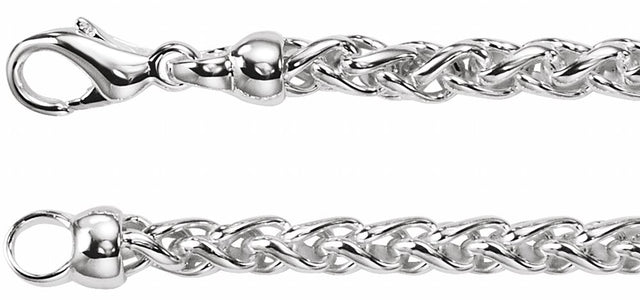 Sterling Silver 4 mm Wheat 8" Chain
